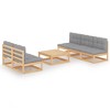 vidaXL Patio Furniture Set 6 Piece Outdoor Sectional Sofa Solid Wood Pine - Natural With Cushions - 2 of 4