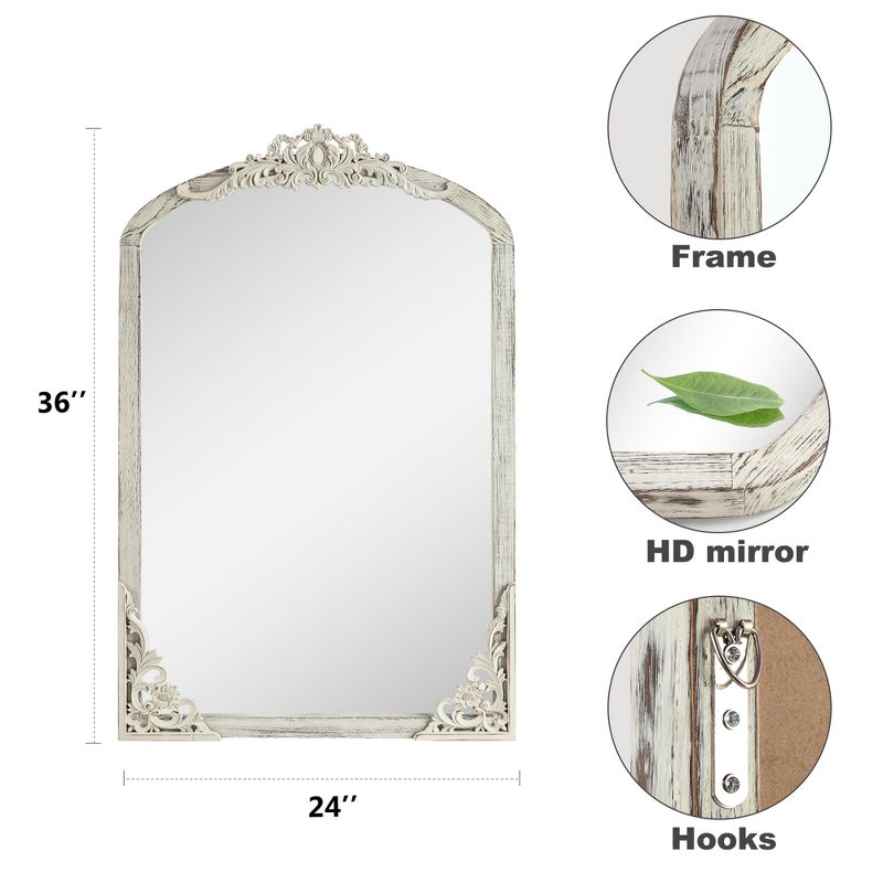 Neutypechic Wooden Framed Arch Top Decorative Wall Mirror, 4 of 7