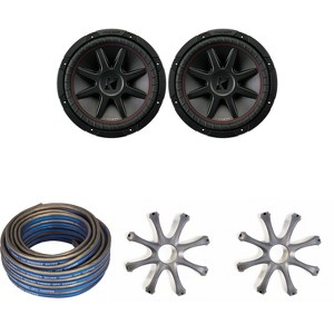 Kicker (2) CompVR 12-Inch (30cm) Subwoofer, DVC, 2-Ohm, w/ GR120 Grills & Speaker Wire Bundle - 1 of 4