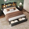 Furnulem Queen Bed Frame with Storage Drawers Upholstered Headboard with LED Light Charging Station Metal Platform Bed Frame No Box Spring Needed - 4 of 4