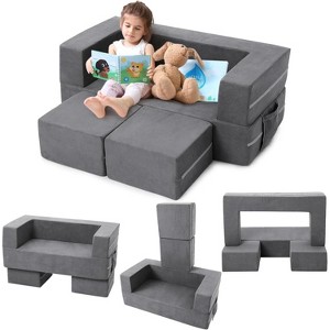Kids Play Couch, 3Pcs Modular Kids Couch Toddler Couch for Playroom Bedroom, Convertible Foam Kids Play Sofa with Removable Cover - 1 of 4