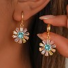 Vuskdtei18K Gold Plated Flower Dangle Earrings for Women, Hypoallergenic Cubic Zirconia Earrings, Elegant Chandelier Drop Earrings - 2 of 4