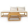 4 Piece Patio Lounge Set with Cushion Cream Solid Acacia Wood vidaXL - 3 of 4