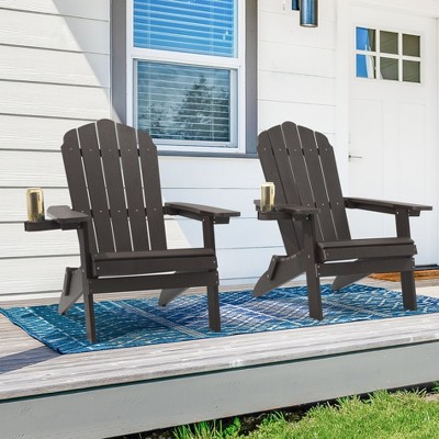 Sonkuki 2-Pack Folding Adirondack Chair Patio Outdoor Plastic Fire Pit Chair Weather Resistant for Lawn, deck and Backyard