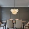 ALOADECOR W24'' 6 Lights Natural Coastal Capiz Shell Chandelier Farmhouse Tiered Seashells Light Fixture in Aged Bronze for Dining Room Bathroom - 4 of 4