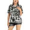 LA LEELA Women's Hawaiian Blouse Dresses Button Down Summer Tops Dress Shirt Short Sleeve Halloween Costumes Haunted Vintage Shirts for Women - 3 of 4