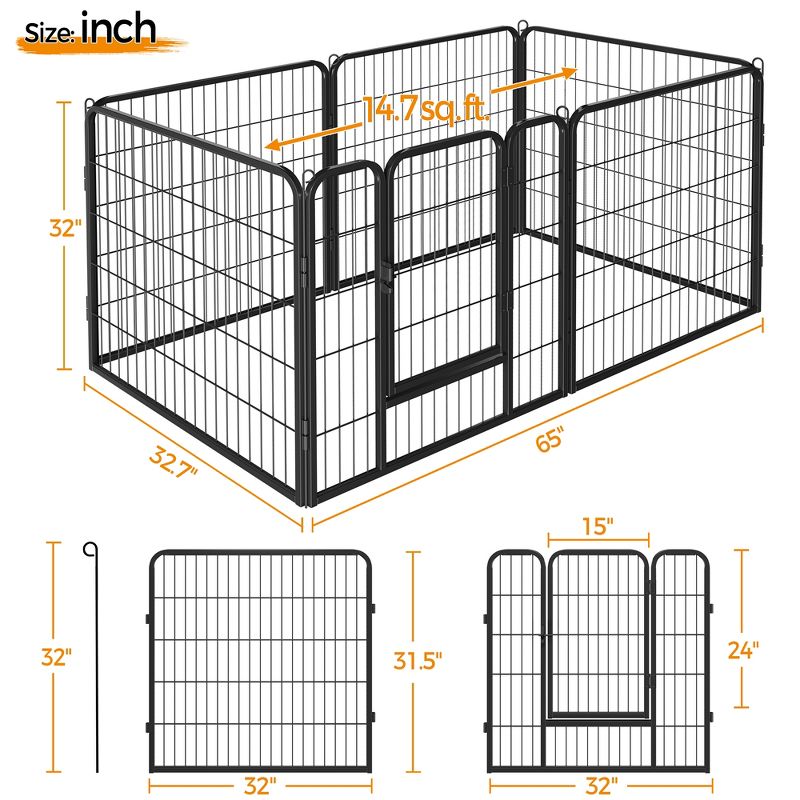 Yaheetech 6-Panel Heavy Duty Dog Playpen Fence for Outdoor Indoor, 3 of 8