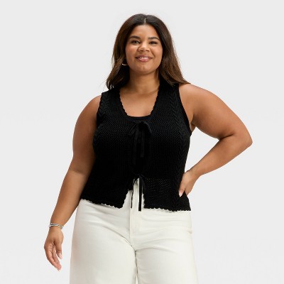 Women's Openwork Tie-Front Sweater Vest - Universal Thread™