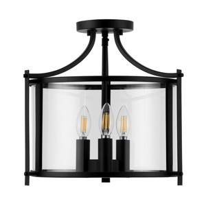 Grenten 3 Light 15" Pendant - FLU4053 - Bronze/Clear - Safavieh - 1 of 4