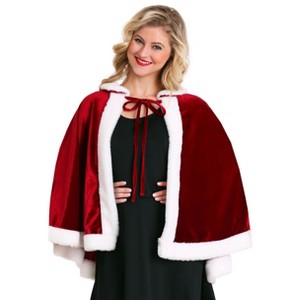 HalloweenCostumes.com   Women  Mrs. Claus Christmas Cloak, White/Red - 1 of 4