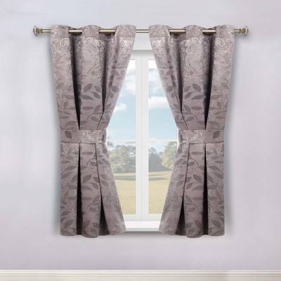 Modern Bohemian Leaves Room Darkening Semi-Blackout Curtains, Set of 2 by Blue Nile Mills