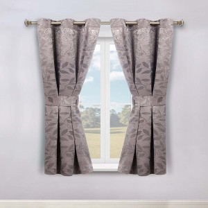 Modern Bohemian Leaves Room Darkening Semi-Blackout Curtains, Set of 2 by Blue Nile Mills - 1 of 4