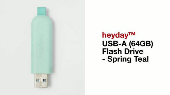 USB-A (64GB) Flash Drive - heyday&#8482; Spring Teal, 2 of 6, play video