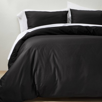 King Heavyweight Linen Blend Duvet Cover u0026 Sham Set Washed Black -  Casaluna™ : Target