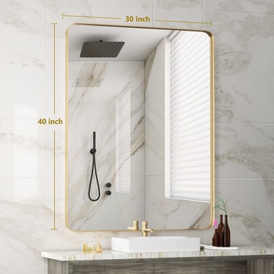 PAIHOME Wall-Mounted Mirror With Rounded Corners Rectangular Decorative Mirrors