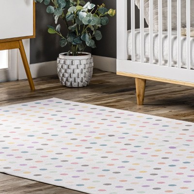 Eco-Friendly Ivory Synthetic 4' x 6' Reversible Kids Rug