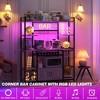 55" Bakers Rack with Power Outlet and LED Light, 5-Tier Kitchen Microwave Stand Coffee Bar with Storage - 3 of 4