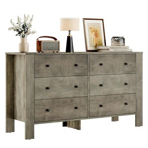 6 Drawer Dresser for Bedroom, Modern Double Dresser Organizer with Storage Drawers, Wooden Chests - 1 of 4