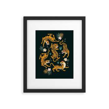 11"x14" ThirtyOne Illustrations Tiger All Around Black Framed Canvas Wall Art - Deny Designs