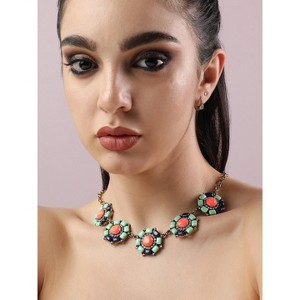 SOHI Women's Multicolour Party Stone Statement Necklace - 1 of 4