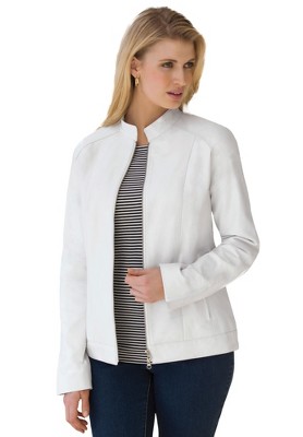 Jessica London Women's Plus Size Zip Front Leather Jacket