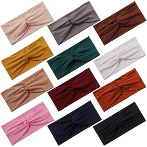 12 Pcs Stretchy Headbands for Women, Absorbed Sport Headband Soft Twist Knotted Headbands for Daily Life Yoga Workout - 1 of 4