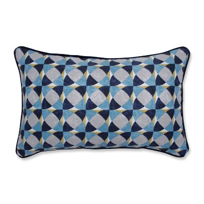 11.5"x18.5" Echo Geo Peacock Lumbar Throw Pillow Blue - Pillow Perfect