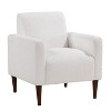 Homy Casa Textured Fabric Accent Chair with Wood Legs, Living Room Armchair, White - 2 of 4