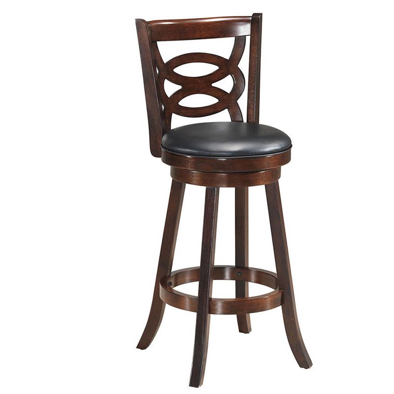 Costway Swivel Stool 29'' Bar Height Upholstered Seat Rubber Wood Dining Chair Home Kitchen Espresso, 1 of 8