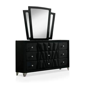 2pc Puma Upholstered Dresser and Mirror Set Black - HOMES: Inside + Out