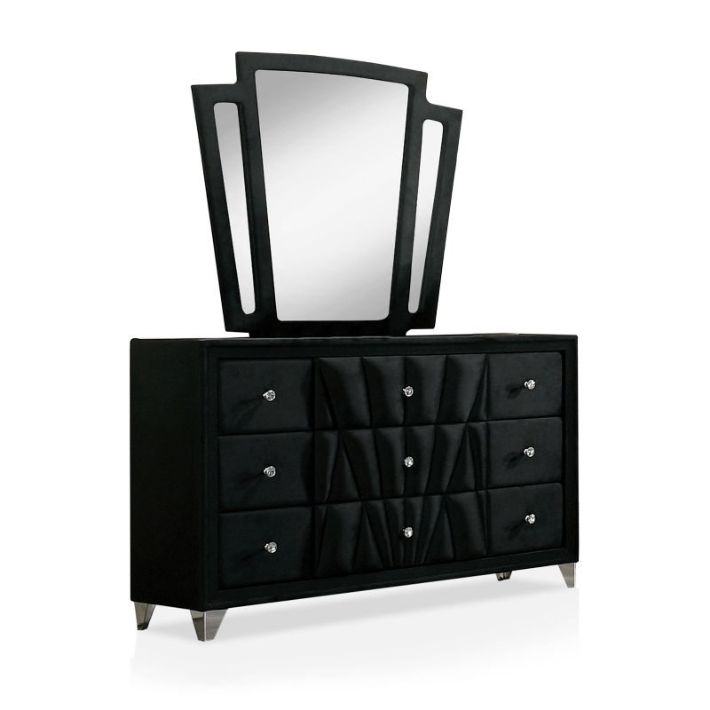2pc Puma Upholstered Dresser and Mirror Set Black - HOMES: Inside + Out, 1 of 13