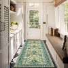Farmhouse Floral Runner Rug 2x6 Green Machine Washable Entryway Hallway Rug,Thin Low Pile,Non Shedding Soft Carpet with Non Slip Backing for Kitchen - 3 of 4