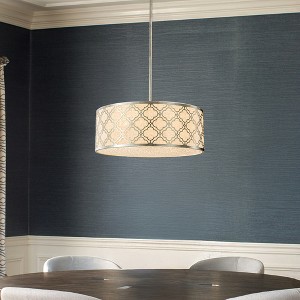 ALOADECOR Modern Classic Linen Drum Matte Vintage Silver Chandelier for Dining Room, Bedroom, or Living Room - 1 of 4