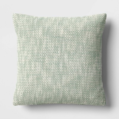 Textured Woven Cotton Square Throw Pillow Green Room Essentials