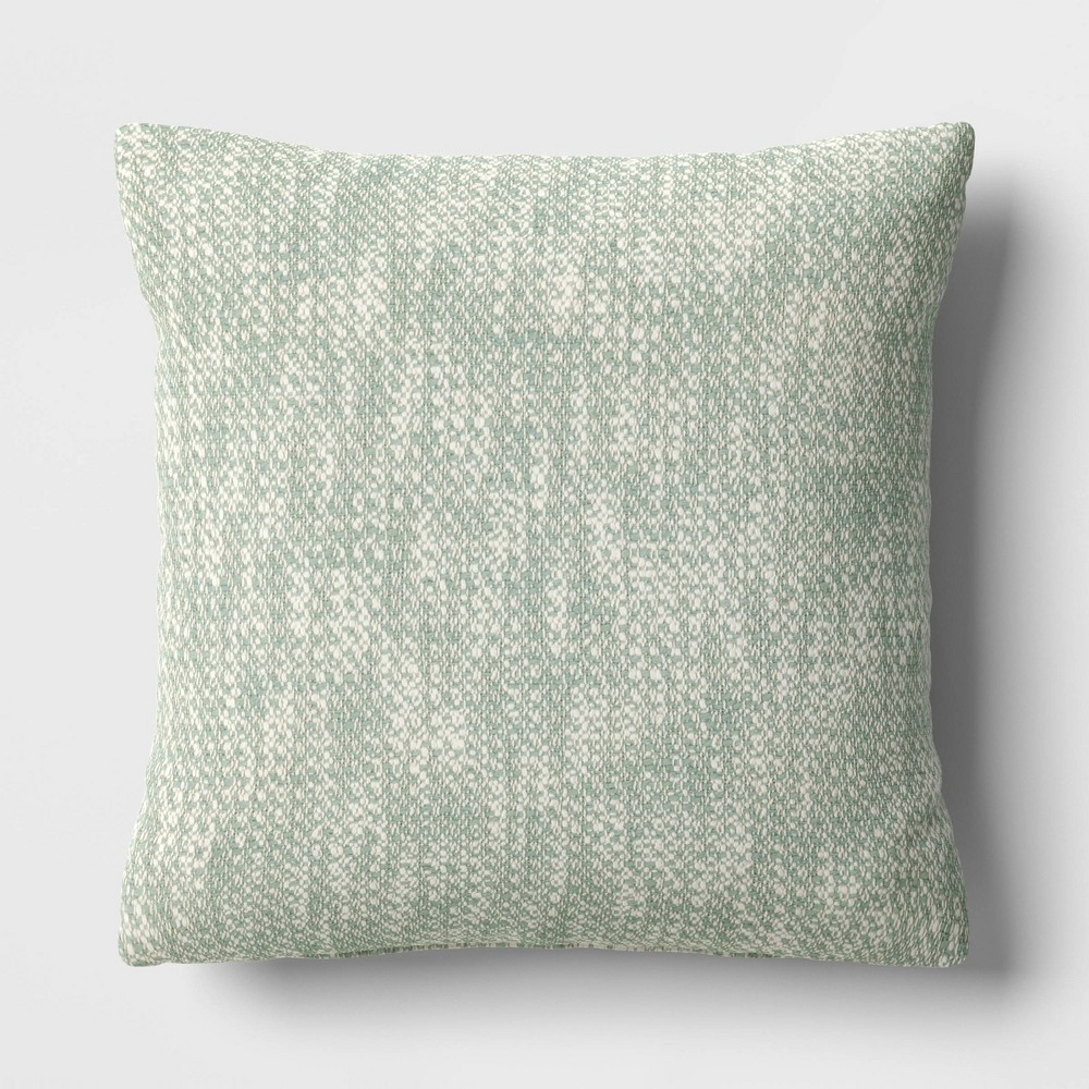 Textured Woven Cotton Square Throw Pillow Green - Room Essentials™: Dobby Cotton, Indoor Decorative Accent, Polyester Fill