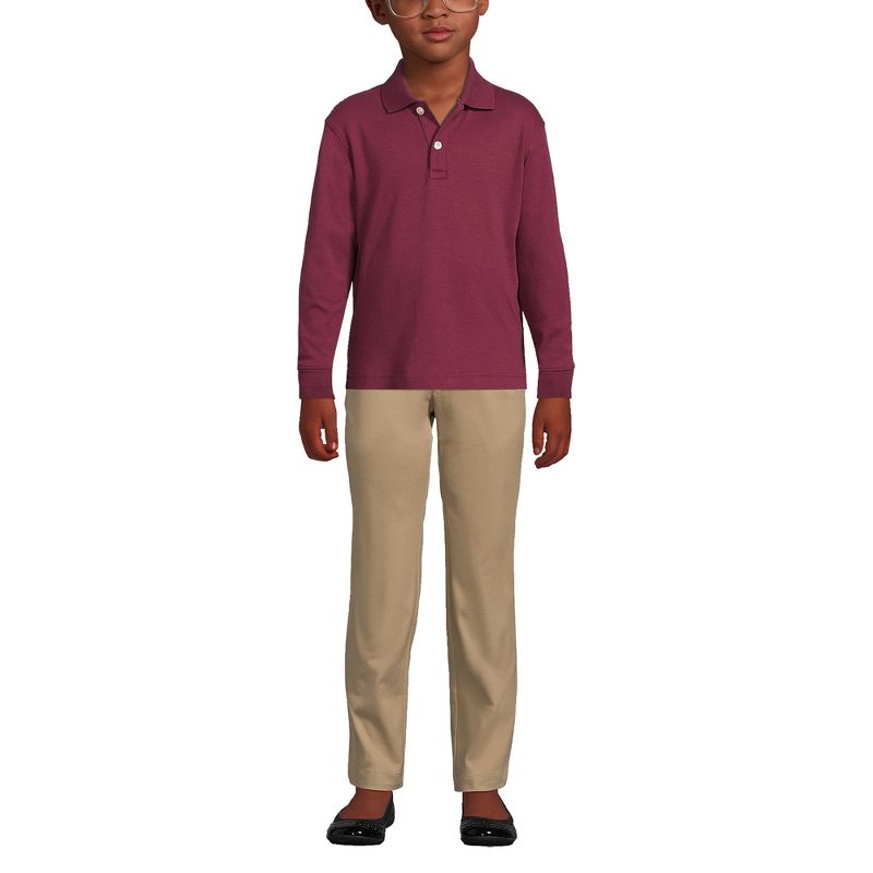 Lands' End School Uniform Kids Long Sleeve Interlock Polo Shirt, 3 of 5