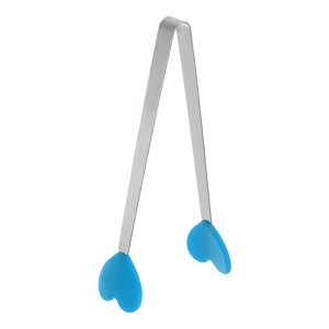 Unique Bargains Stainless Steel Silicone Tips Heart Shape Food Tongs - 1 of 4