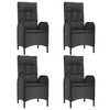 vidaXL 7-Piece Patio Dining Set - Black Poly Rattan, Reclining Chairs with Cushions, Sturdy Steel Frame, Acacia Wood Table - 4 of 4