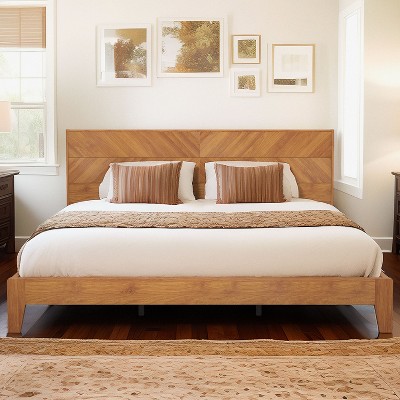 Galano King Weiss Clara Bed with Headboard – Amber Walnut