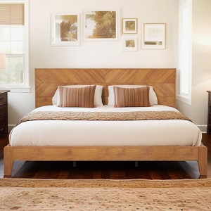 Galano King Weiss Clara Bed with Headboard – Amber Walnut - 1 of 4