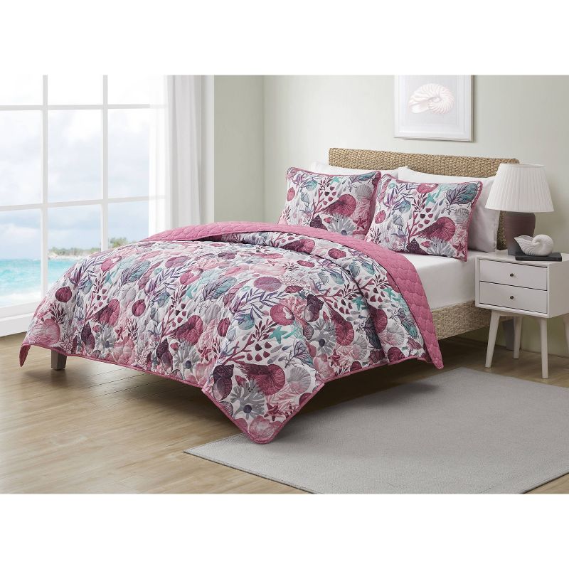 Ivory Coast Disperse Print 3pc Reversible Quilt Set - VCNY, 3 of 5