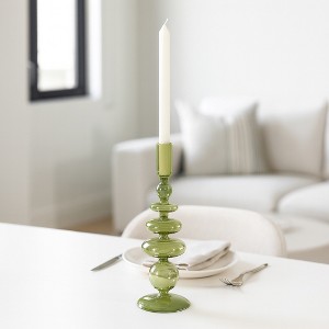 Glass Taper Candle Holder - Modern Decorative Candlestick for Home, Office, Bedroom & Living Room - Elegant Tall Contemporary Accent Decor - 1 of 4