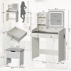 Acekool Vanity Desk with LED Mirror, Charging Station, 2 Drawers, Storage Stool, 3-Color Lighting, Small Makeup Table, White Black - 2 of 4