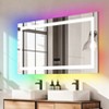 Overlength Rectangle RGB LED Bathroom Mirror w/ Bluetooth Speaker Vanity Mirror for Make Up - 2 of 4