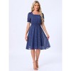 Allegra K Women's Square Neck Metallic Stars Ruffle A-Line Stretch Waist Midi Dress - 4 of 4