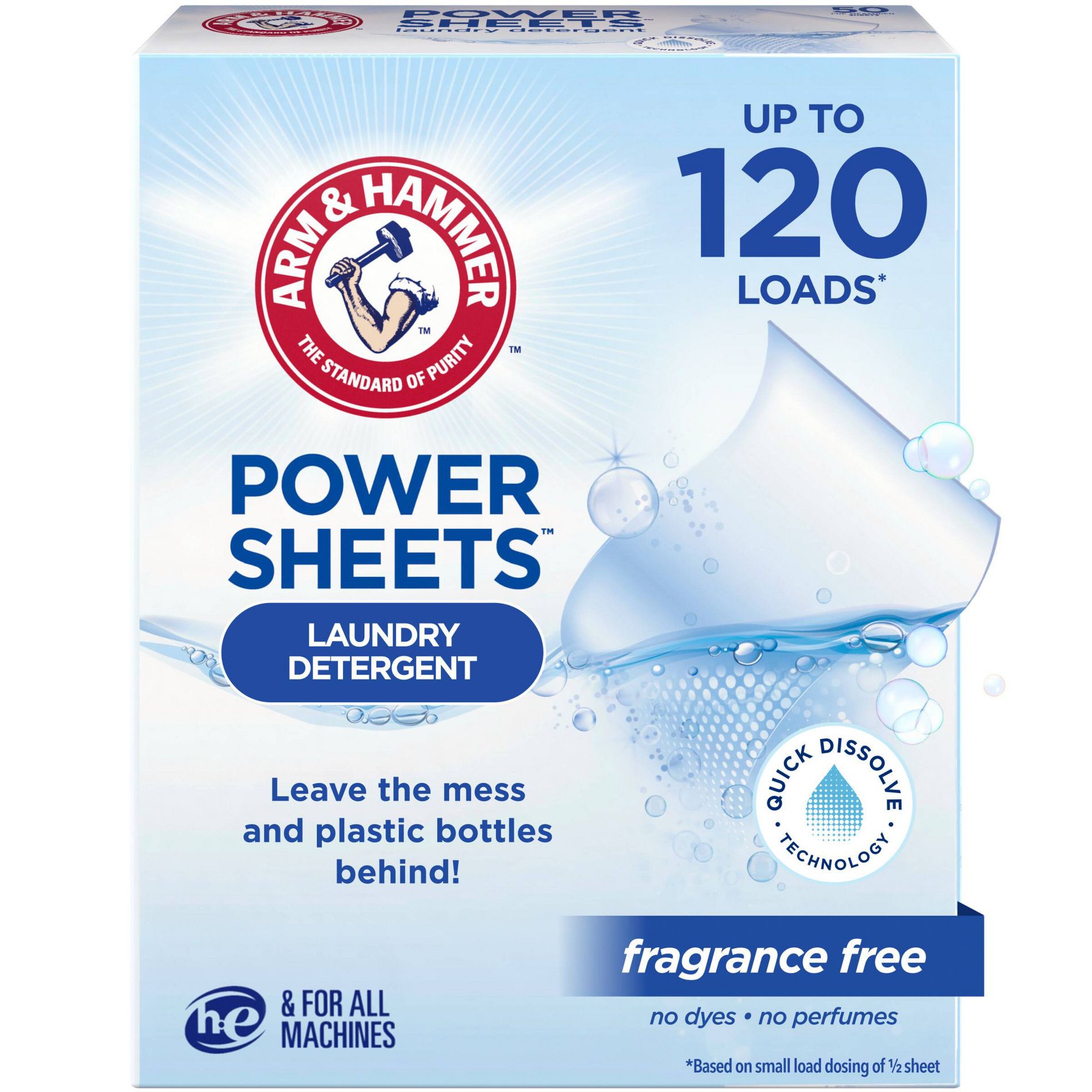 Arm & Hammer Laundry Detergent Sheets - Fragrance Free - 60ct
