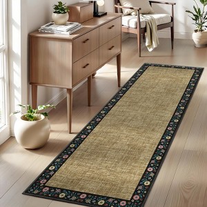 Washable Area Rugs for Bedroom, Living Room Modern Floral Throw Rugs, Non-Slip Lightweight Thin Carpet - 1 of 4