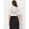 INSPIRE CHIC Women's Lace Round Neck Satin Panel Short Sleeve Bolero Shrugs - 3 of 4