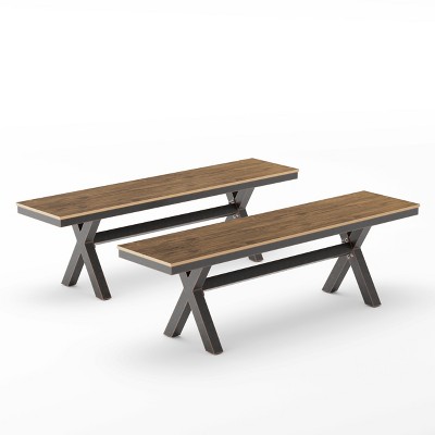 Modern Outdoor Dining Table for 6, Patio Table with Sturdy X-Legs, Durable HDPS & Aluminum, Weather Resistant, 3-Year Warranty, Dark Gray