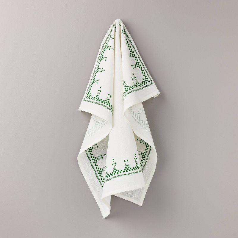 Ornate Border Flour Sack Kitchen Towel Cream/Green - Hearth &#38; Hand&#8482; with Magnolia, 1 of 4